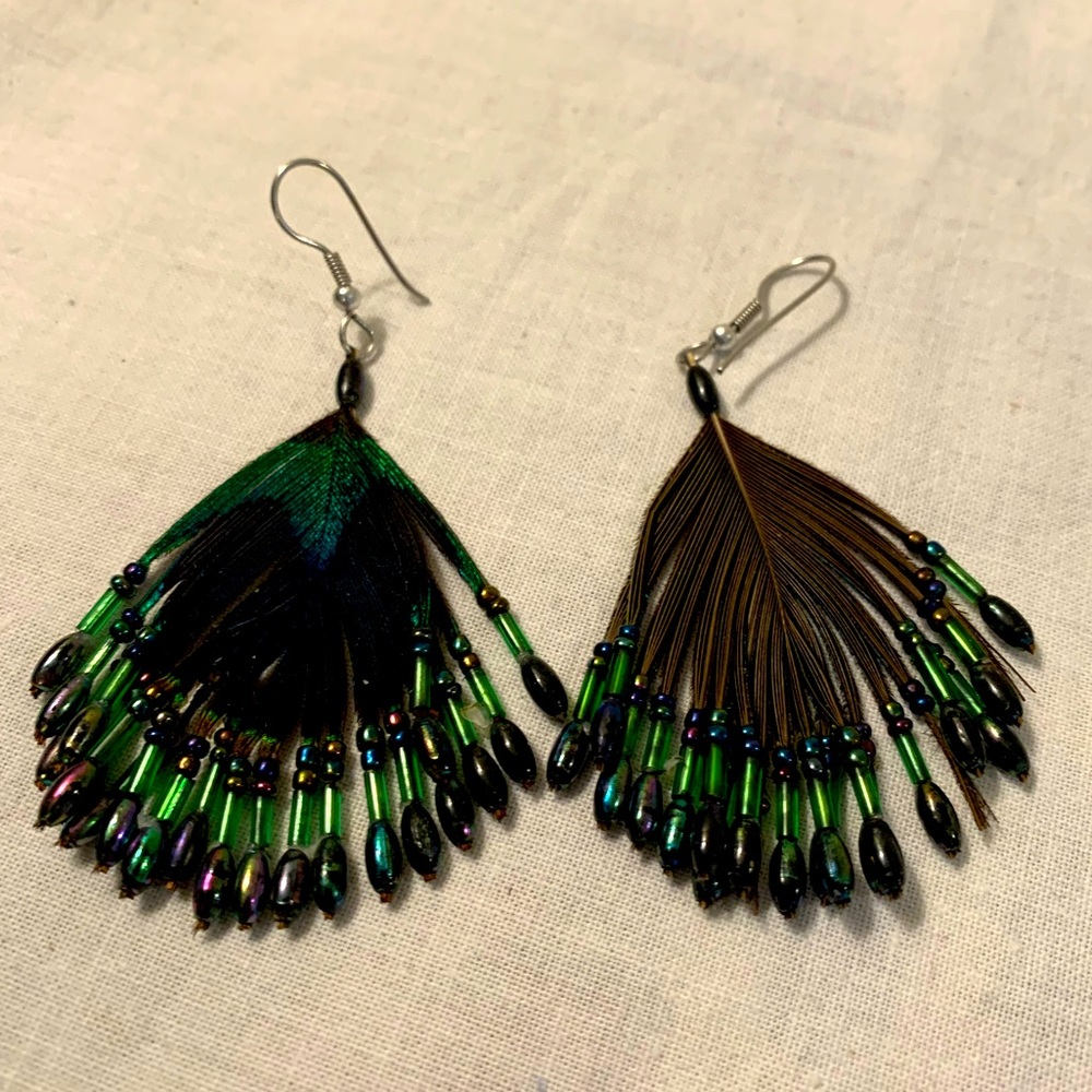 Boho Peacock Dangle Earrings